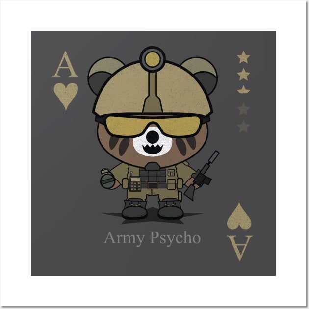 Army Psycho Evil bear holding gun cute scary cool Halloween card Nightmare Wall Art by ACDC Animal Cool Dark Cute